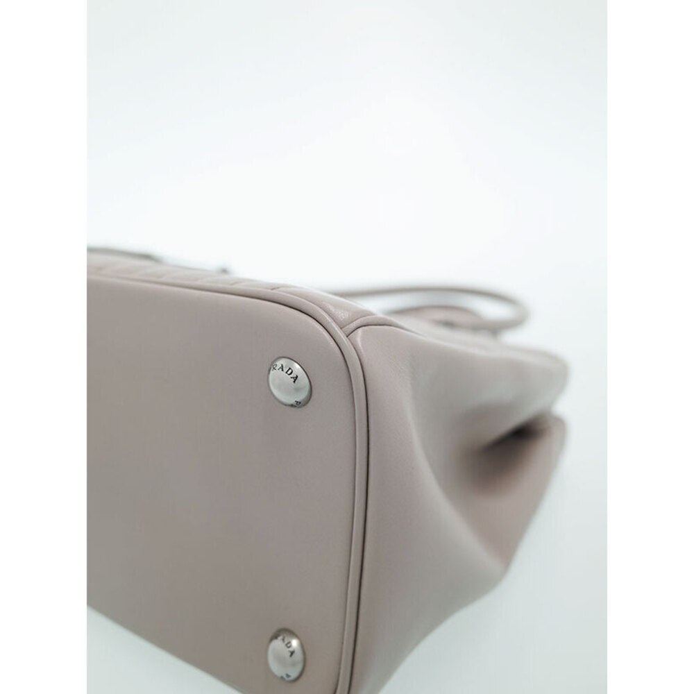Prada Diagramme quilted calfskin leather tote bag beige Gray 2way - Picture 7 of 9